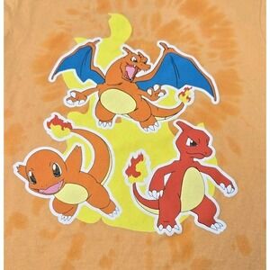 Pokemon Charizard Charmander‎ and Charmeleon T Shirt Mens M Orange Tie Dye